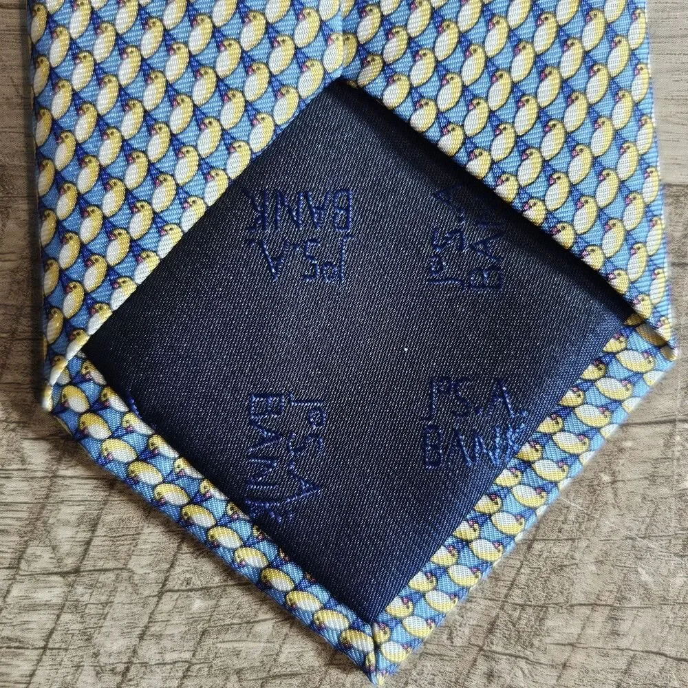 Jos A Bank Executive Collection Yellow Blue Green Geometric Silk Tie Motif 3.5